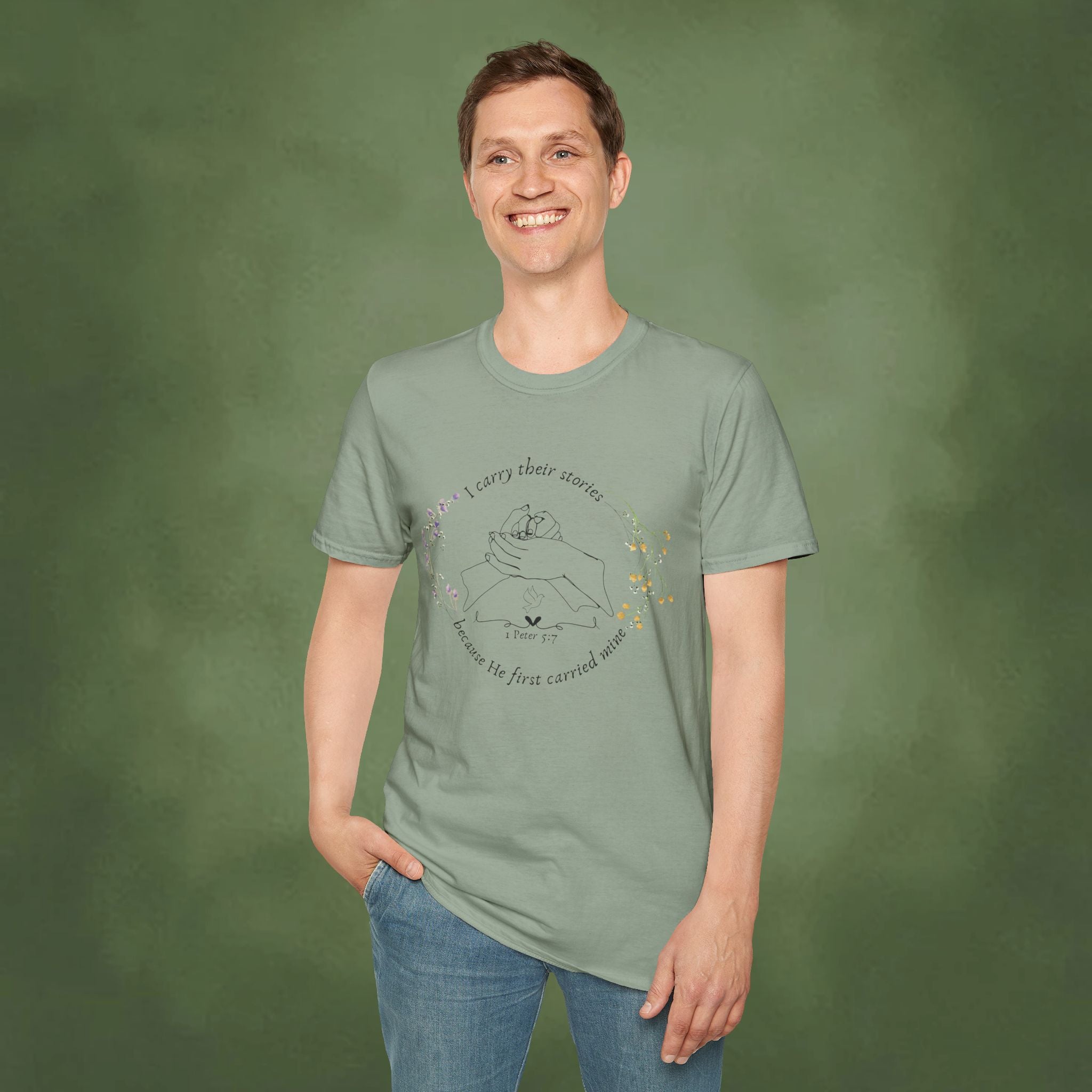 I Carry Their Stories Because He First Carried Mine T-shirt