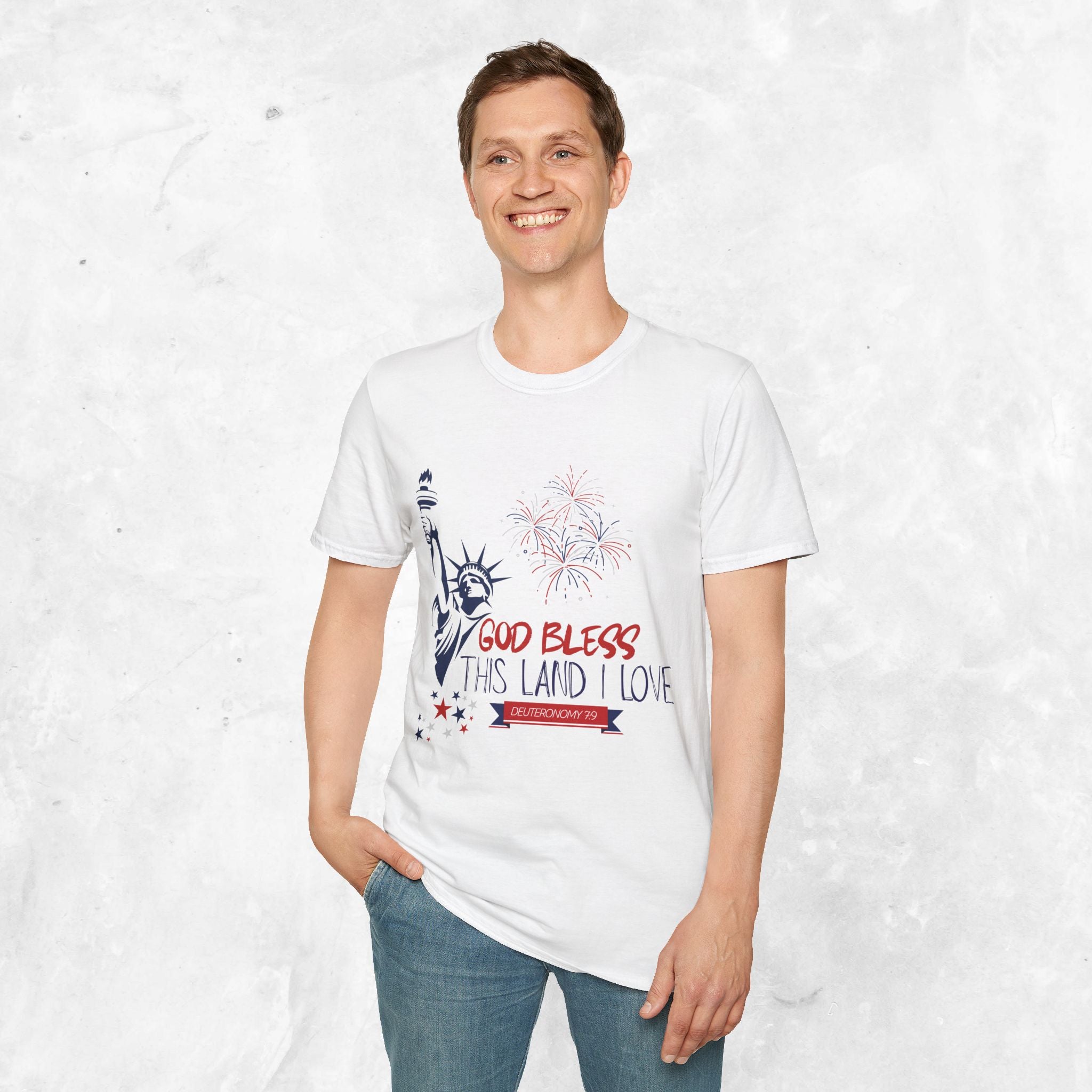 God Bless This Land I Love T-Shirt | Statue of Liberty, Fireworks, Patriotic
