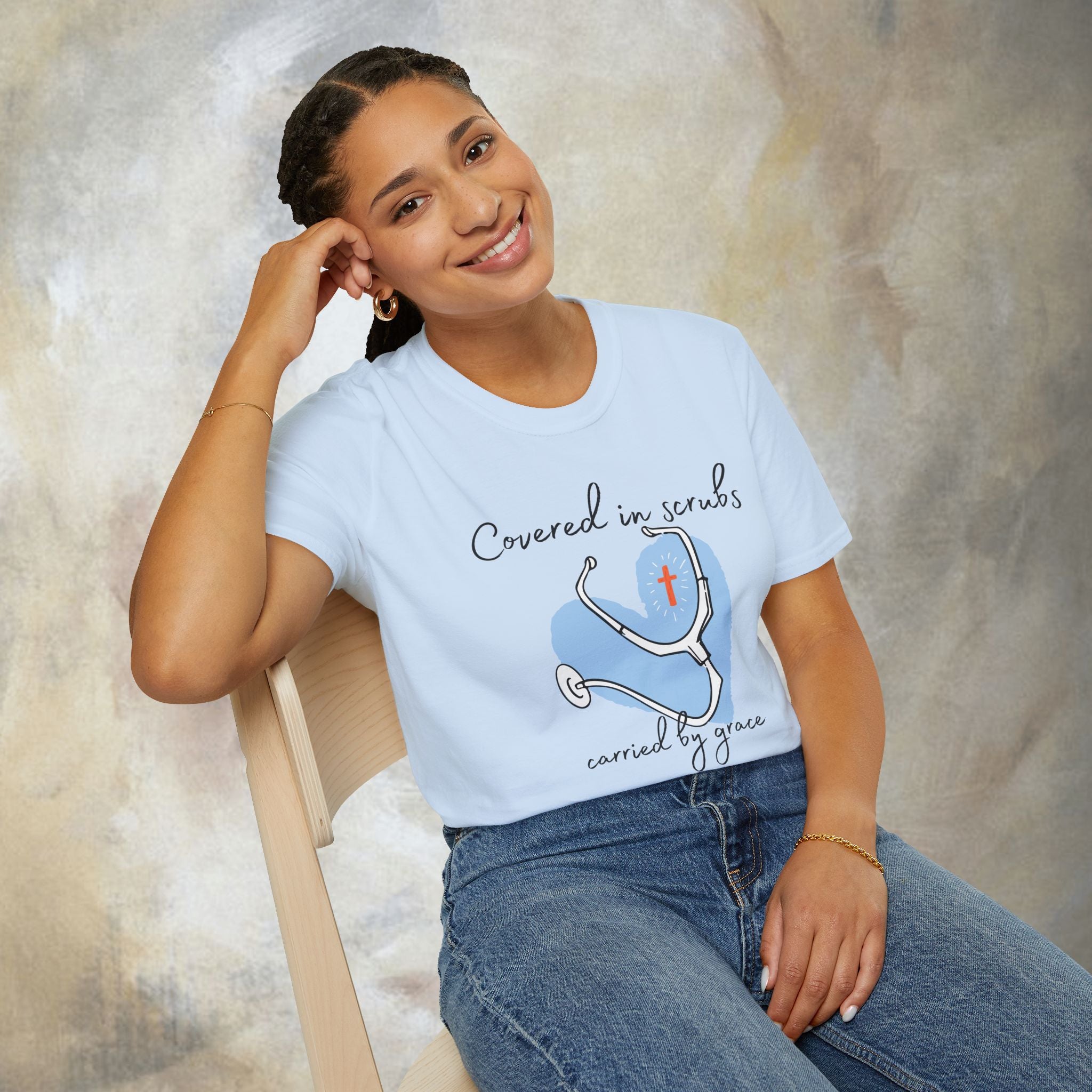 Covered in Scrubs, Carried by Grace T‑Shirt