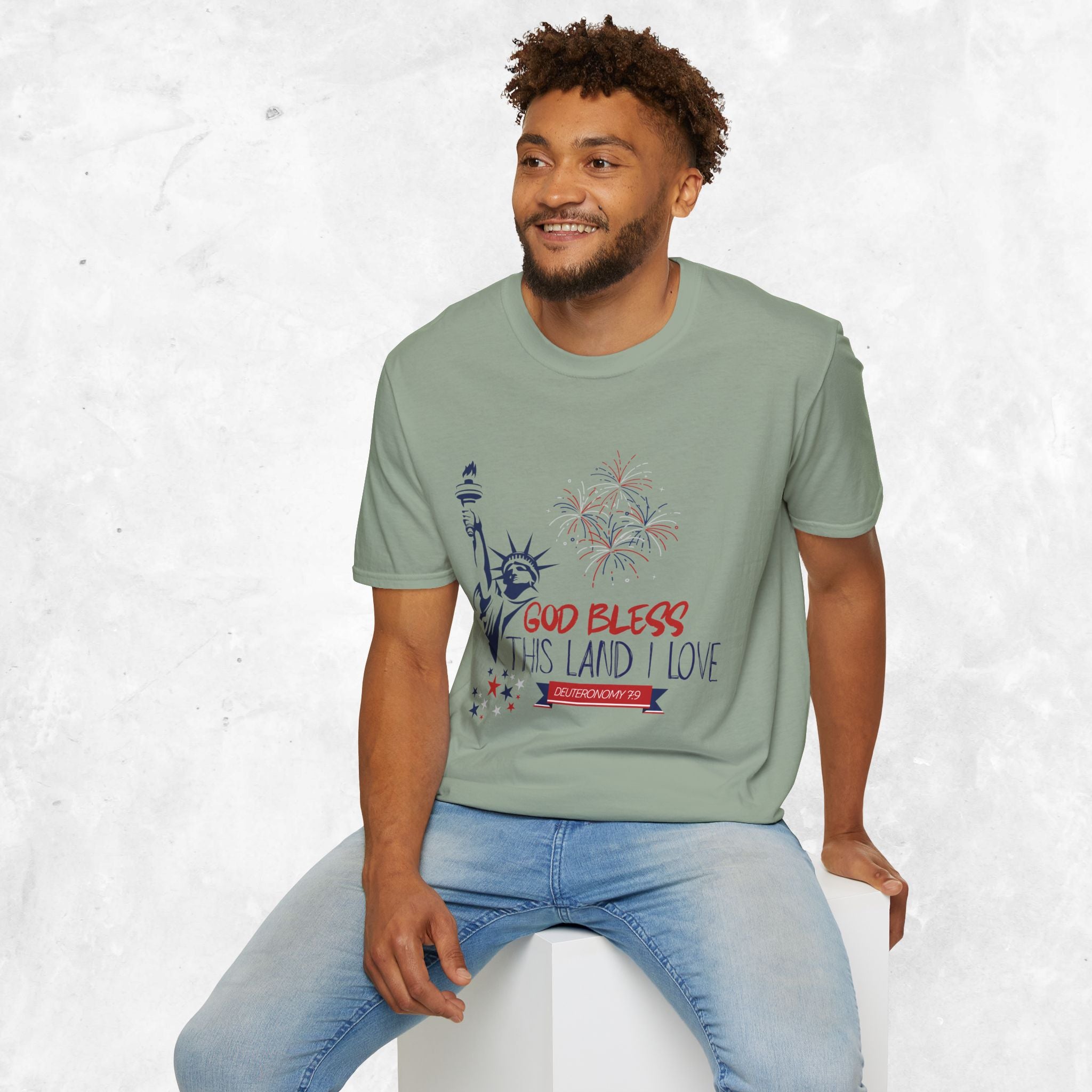 God Bless This Land I Love T-Shirt | Statue of Liberty, Fireworks, Patriotic